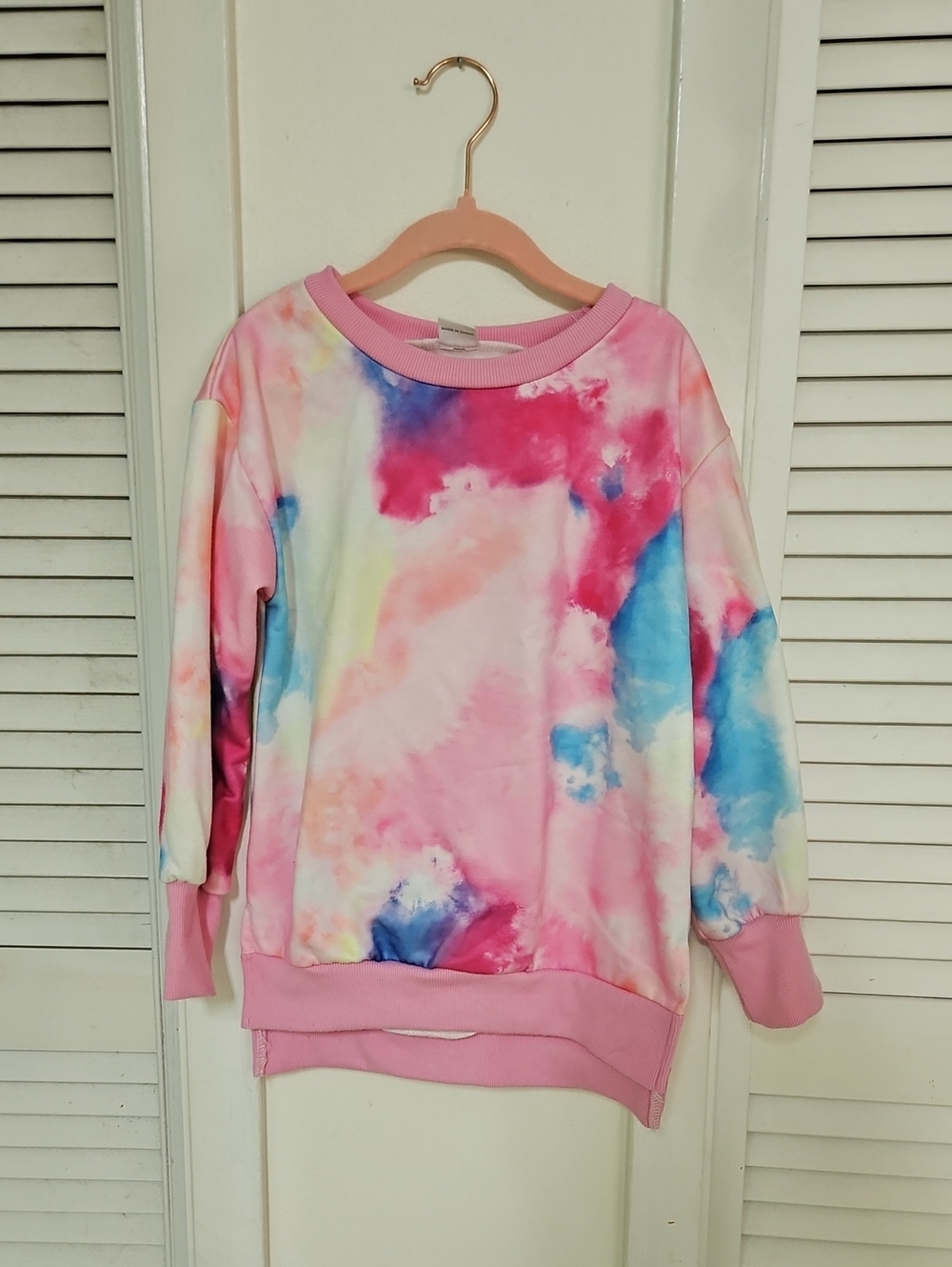Girls' Pink Tie-Dye Pullover Sweatshirt